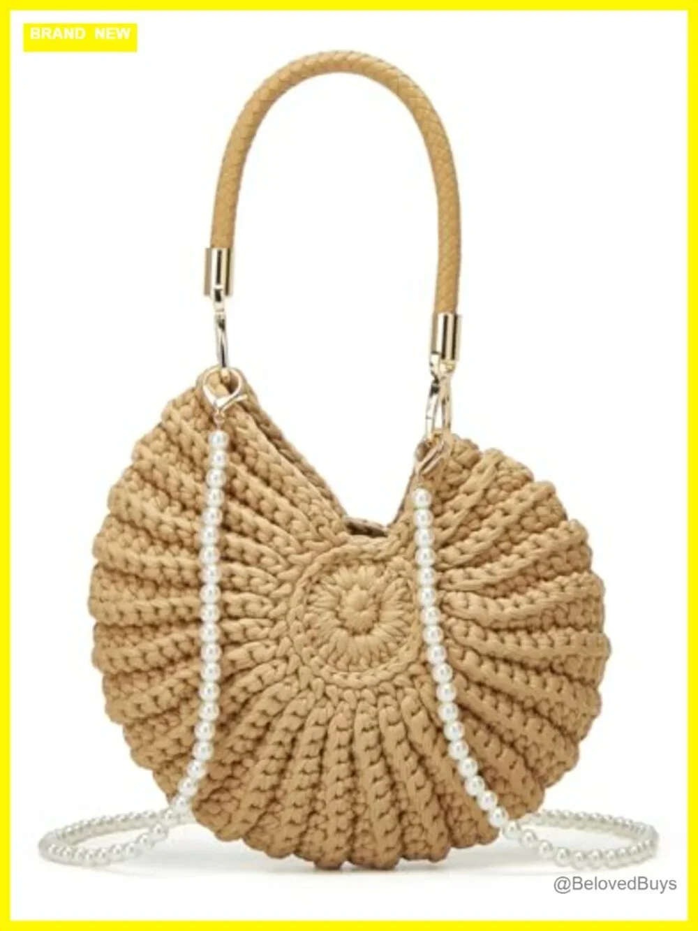 Handwoven Seashell Hobo Bag - Crochet Knitted Summer Beach Shoulder Crossbody